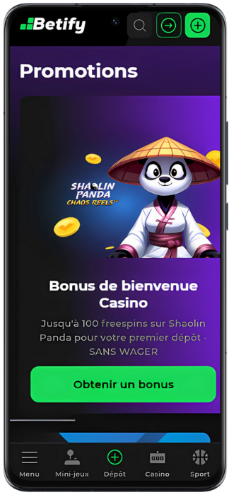 Betify Capture d'écran des promotions actives