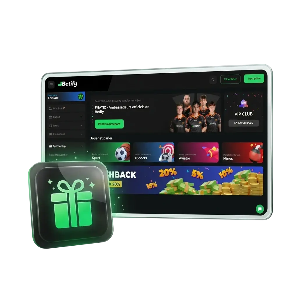 Betify France bonus bienvenue : 100 tours gratuits et 50% dépôt sport pour joueurs français