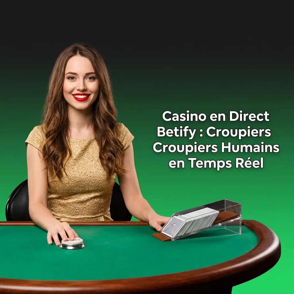 Table de casino en direct Betify avec croupier humain animant une partie de blackjack ou roulette en temps réel