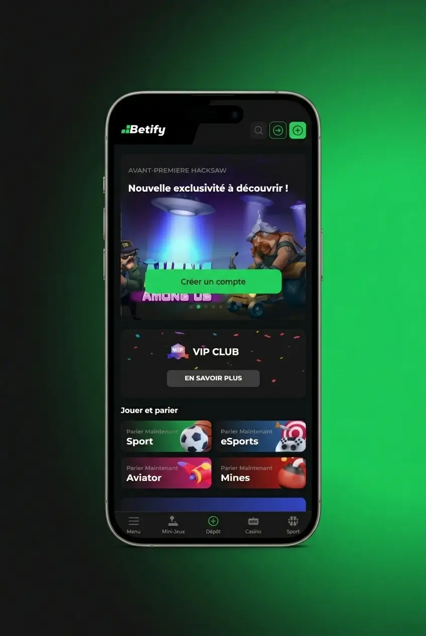 Application mobile Betify pour paris e-sports sur iOS et Android, interface dédiée aux paris live et pré-match