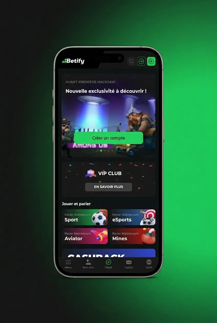 Application mobile Betify pour paris e-sports sur iOS et Android, interface dédiée aux paris live et pré-match