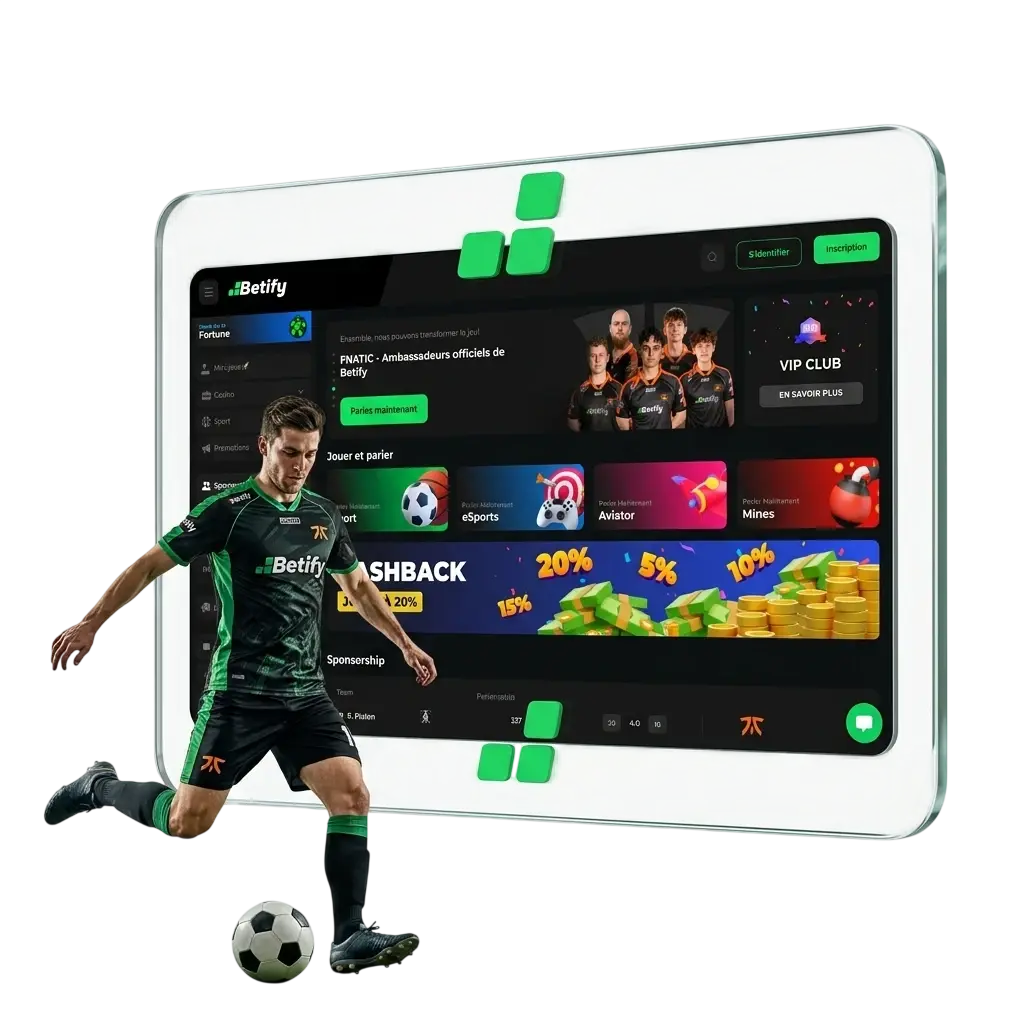 Paris sportifs football sur Betify France – Ligue 1, Champions League, cotes compétitives, app mobile iOS Android
