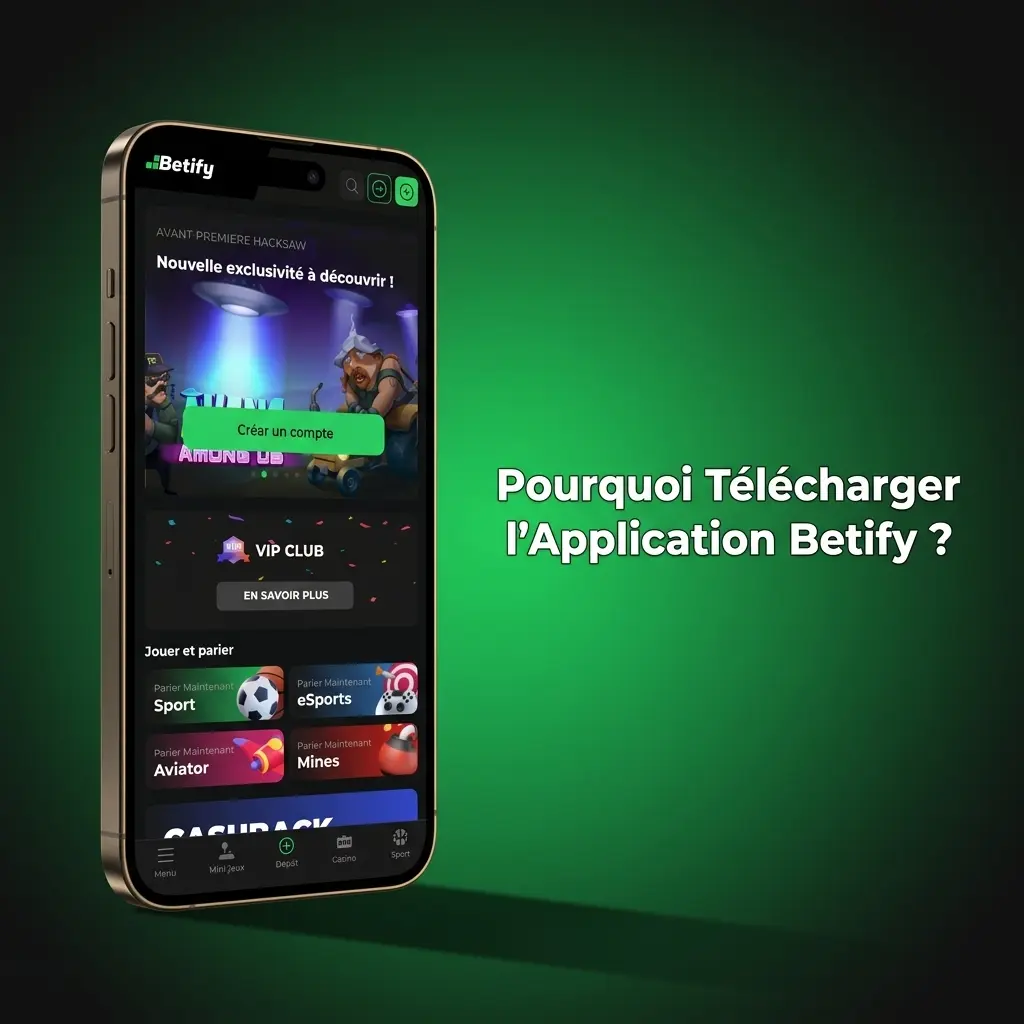 Application Betify mobile sur smartphone pour parier et jouer au casino en France avec tours gratuits et retraits rapides