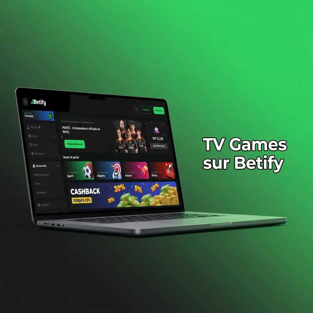 Présentateur animant un TV Game show en direct sur Betify avec roue de fortune et paris instantanés