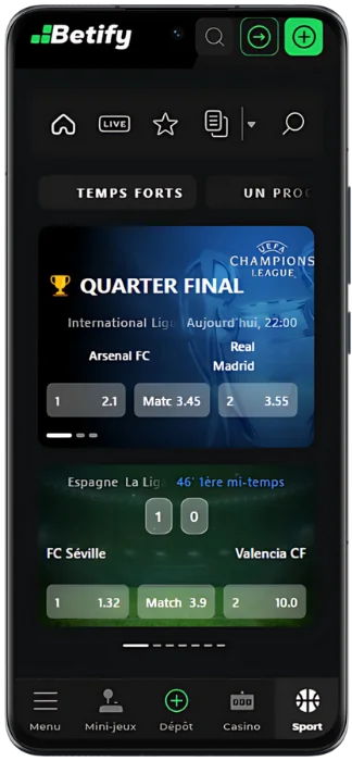 Betify Capture d'écran de Sport