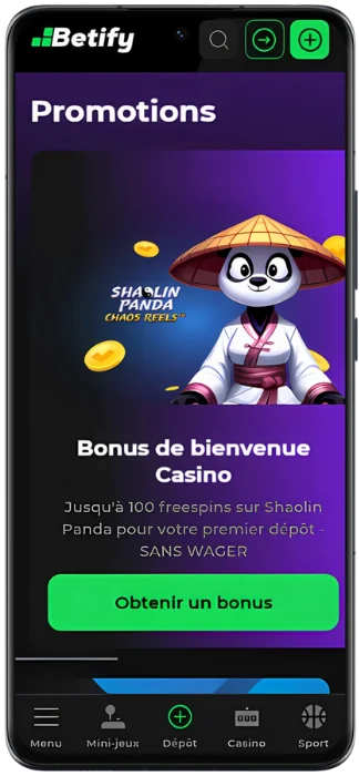 Betify Capture d'écran des promotions actives